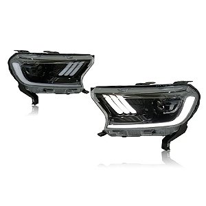 Farol Ford Ranger T7/8 Mustang Full LED (2016-2023)