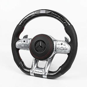 Volante Mercedes Estilo AMG Carbono + Shift Light Vermelho