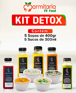 Kit Detox - 5 sopas 400gr e 5 sucos detox de 300ml.
