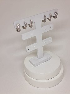 Trio argolas Coração banho ródio branco  micro cravação zircônia