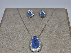 Conjunto gota fusion cor lavanda banho ródio branco