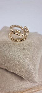 Anel formato mola Ajustável banho ouro amarelo 18k