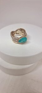 Anel Sonho cravejado zircônia Pedra Turmalina