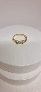 Aparador de Aliança Desejo cravejado zircônia branca em ouro amarelo 18k