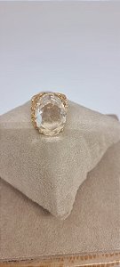 Anel Poder Cristal banho ouro amarelo 18k
