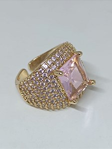 Anel Deusa Pink cravejado de zirconia