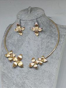 Conjunto Aro Flores Placa Texturizados