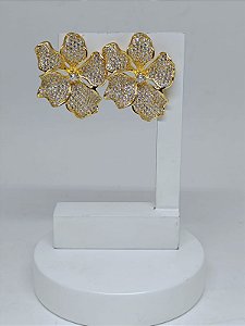 Brinco Flor  cinco Pétalas zircônia
