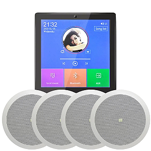 Kit Amplificador 50W Parede Bluetooth Som + 4 JBL Redondas