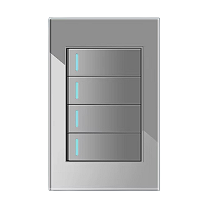 Interruptor 4 Botões Paralelo Luxo 4x2 Vidro Temperado Cinza