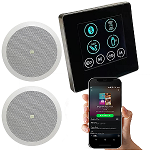 Kit Amplificador 60W Parede Bluetooth Som + 2 JBL Redondas