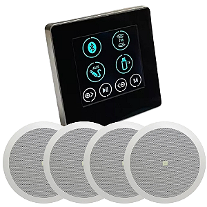 Kit Amplificador 60W Parede Bluetooth Som + 4 JBL Redondas