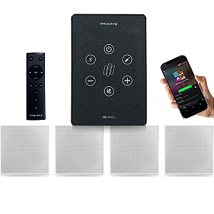 Kit Som Amplificador Bluetooth 4x2 Parede + 4 caixas Frahm