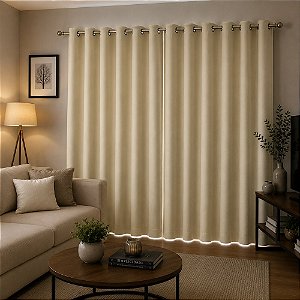 Cortina Black- out com ilhós  200x140cm - Bege