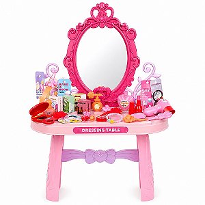 Penteadeira Infantil de Brinquedo com Espelho 46 Peças - Rosa