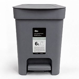 Lixeira de Pedal Retangular Trium 6L - Cinza
