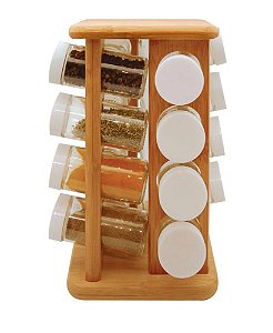 Porta Temperos Giratório com 16 frascos de vidro