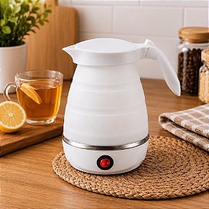 Chaleira Elétrica Dobrável Portátil 600ml - Branca