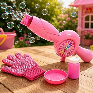 Lança Bolha de Sabão Infantil Automático - Rosa