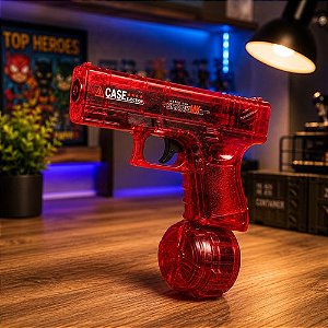 Pistola de Água Elétrica Recarregável com Luzes de Tambor