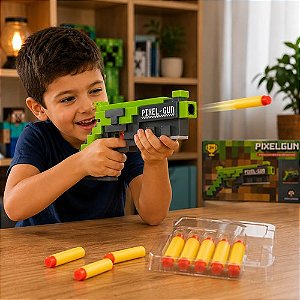 Pistola Lançadora Pixel Gun com 5 dardos de espuma - Verde