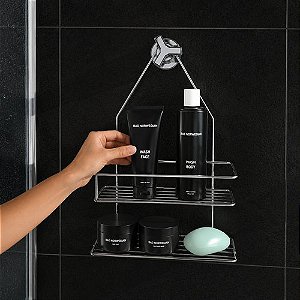 Porta Produtos Para Banheiro 2 Divisórias - Prata