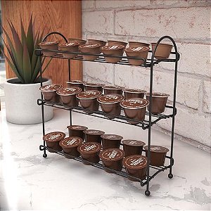 Suporte 3 Divisoras para Cápsulas de Café -Preto