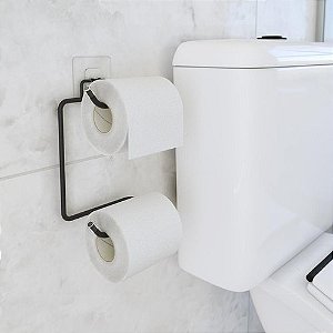 Suporte Duplo para Papel Higiênico - Preto