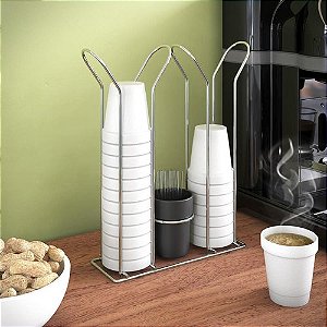 Suporte Organizador de copos descartáveis - Prata