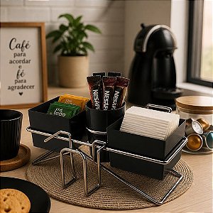 Conjunto Organizador Para Chá e Café com Porta Guardanapos