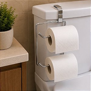 Suporte Duplo para Papel Higiênico com Encaixe para Caixa Acoplada