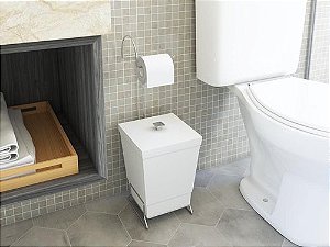Suporte para papel higiênico com lixeira 6,5 Litros - Branca