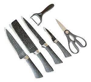 Jogo Facas 6 Peças Inox Cabo Ergonômico Completo