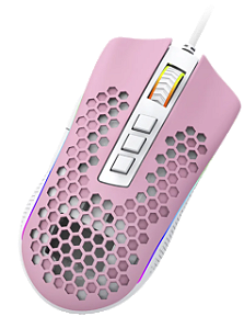 Mouse Gamer Redragon Storm, RGB, Rosa Com Branco - M808pw