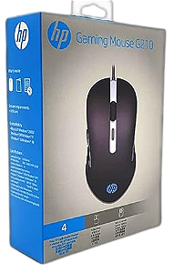 HP Mouse Gamer USB G210 Preto Sensor Óptico SPCP A704E Ambidestro Resoluções até 2400 DPI e Iluminação Multicolor Grande cabo de 1,45M com 6 botões 7ZZ89AA