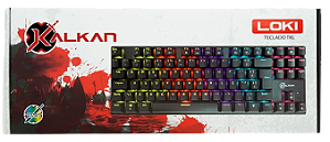 Teclado Mecanico Gamer Kalkan Loki TKL, Rainbow, Switches YH Marrom, USB Tipo-C, ABNT2, Preto - KLK00014