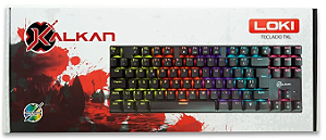 Teclado Mecanico Gamer Kalkan Loki TKL, Rainbow, Switches YH Marrom, USB Tipo-C, ABNT2, Preto - KLK00014