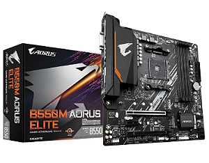 Placa Mae Gigabyte B550m Aorus Elite Am4 Ddr4 Hdmi M-atx Cor Preto