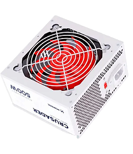 Fonte Gamer Fortrek Crusader White Edition, 500W Real, Bivolt, Cooler 120mm, Silenciosa, Branca - 83590