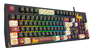 Teclado Mecanico Gamer Harry Potter Amsa Hogwart's, RGB, Full Size, ABNT2, USB, Preto - HP-592RGB
