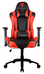 Cadeira Gamer ThunderX3 TGC12, Preto e Vermelho, Reclinável, com Almofadas, Cilindro de Gás Classe 4