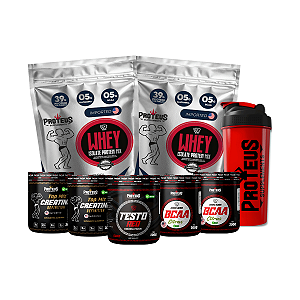 Whey Protein Silver 2kg + Creatina 600g + Bcaa 400g + Testo 200g + Shaker