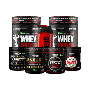 Whey Protein Black 1kg +  Creatina 300g +  Bcaa 200g +  Termogênico Supercoffee 200g +  Testo 200g +  Shaker