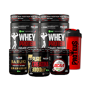 Whey Protein Black 1kg + 100% Pure Creatina 300g + Bcaa 200g + Termogênico Supercoffee 200g + Coqueteleria