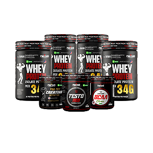 Whey Protein Black 2kg + Creatina 300g + Bcaa 200g + Testo 200g