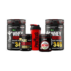 Whey Protein Silver 1kg + 100% Pure Creatina 300g + Bcaa 200g + Shaker