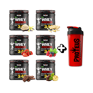 Kit Degustação:Whey Protein Black 1,5kg (Dividido em 6 sabores) + Shaker