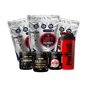 Whey Protein Silver 3kg +  Creatina 300g +  Bcaa 200g +  Termogênico Supercoffee 200g +  Shaker
