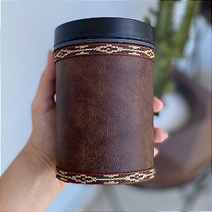 Porta Erva Mate e Terere Com Bico Dosador Revestido Courino