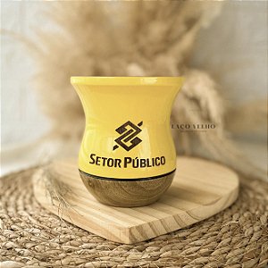 Cuia de Chimarrão Madeira Amarela Personalizada